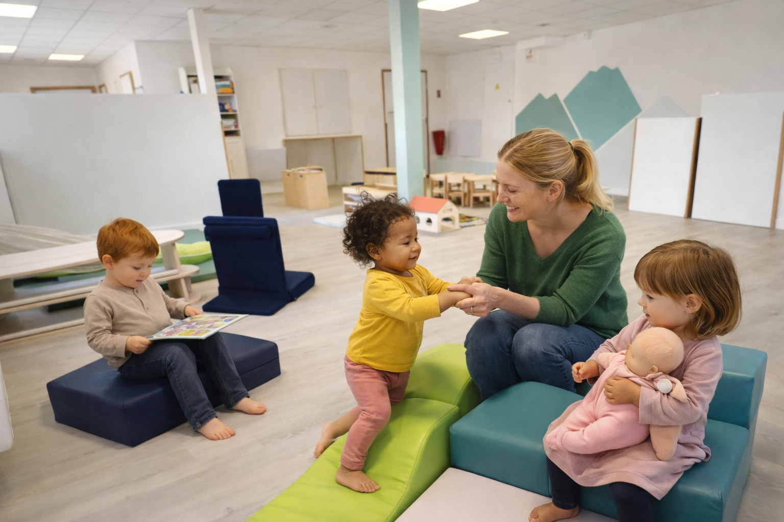 Micro-crèche Les P'tits Vikings Compiègne — éducatrice et enfants